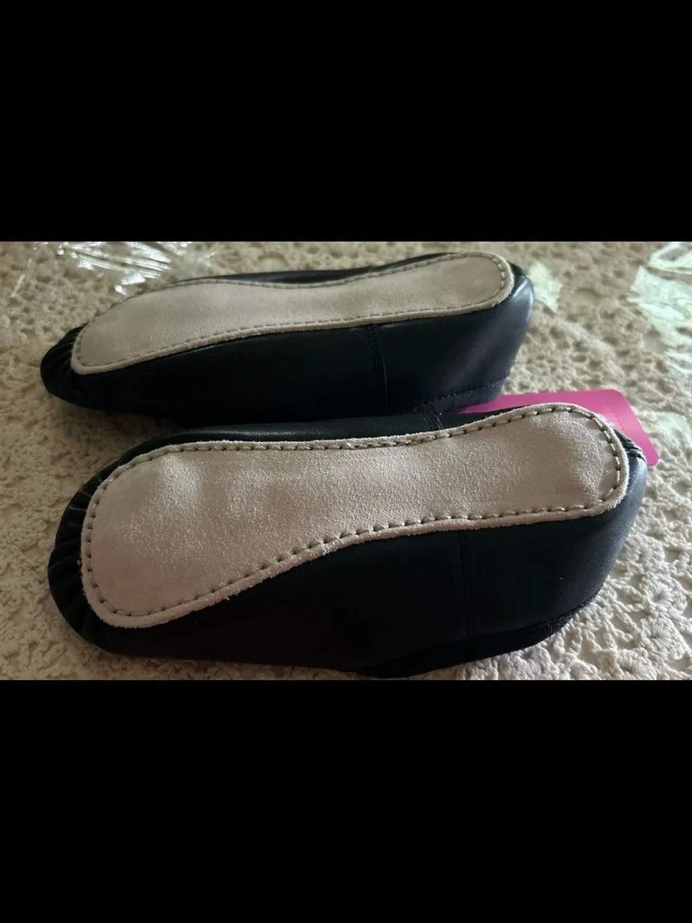 Justice Black Girls Ballet Flats with Pink Tag